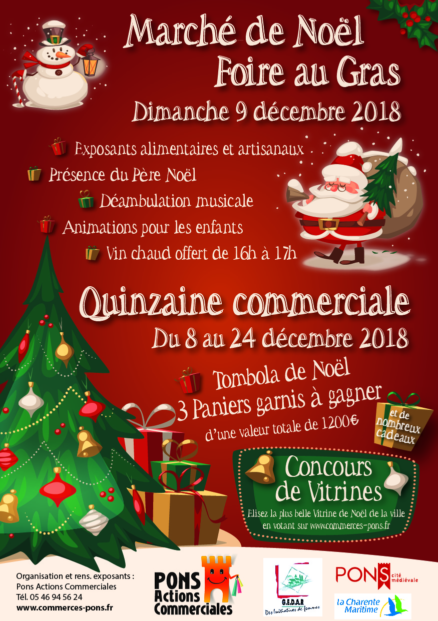 Marché de Noël 2018 - Pons Actions Commerciales - Dimanche 9 décembre 2018